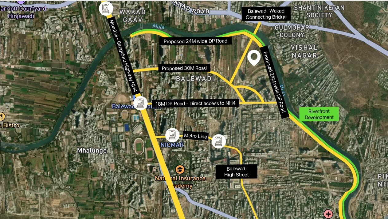 Palladio Presidential Suites connectivity map, Balewadi Riverfront, Pune